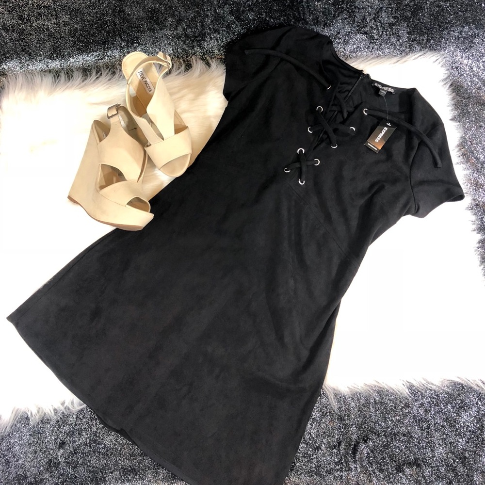 Express faux suede criss cross dress